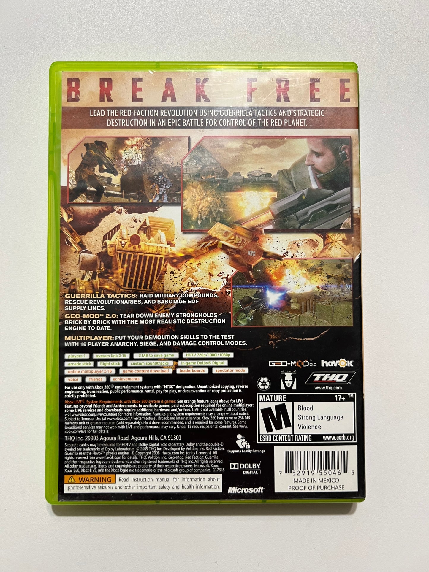 RED FACTION guerrilla (Complete) - Xbox 360