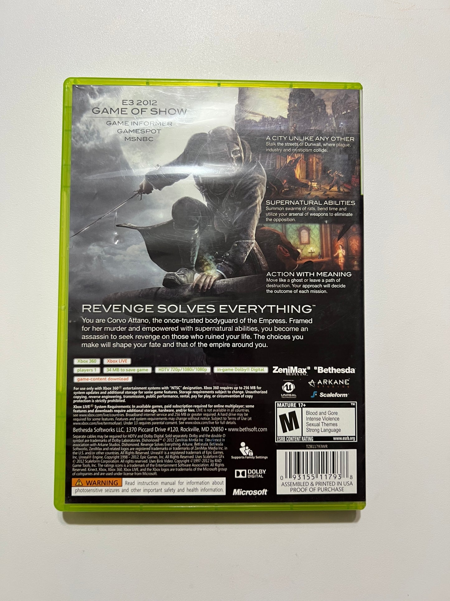 Dishonored - XBox 360 (complete)